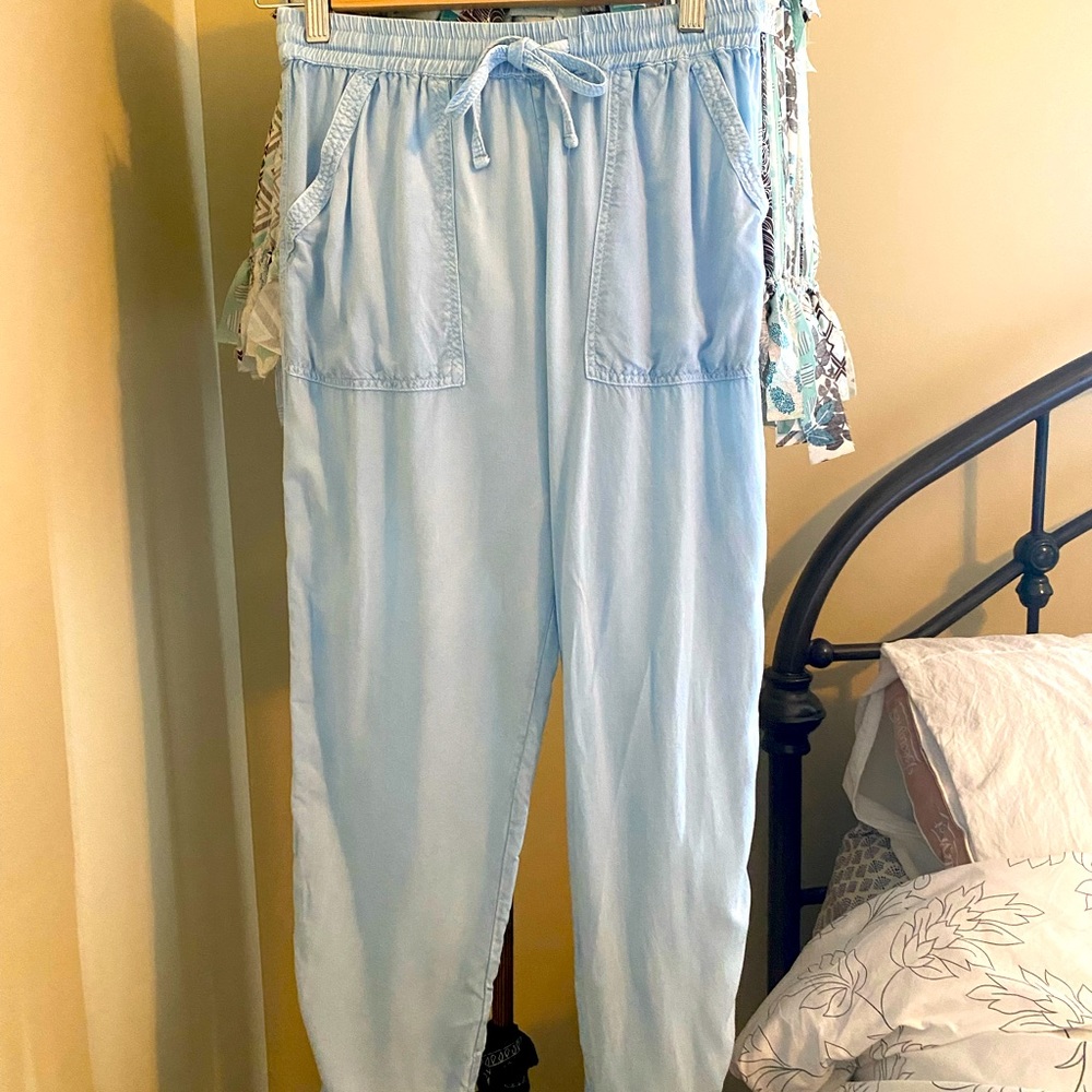 Small rayon loose fitting relaxed style pants